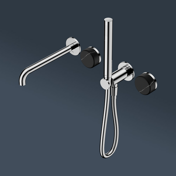 Nero Serenity Progressive Shower System With Spout With Marquina Black Handle And Slim Shower Chrome