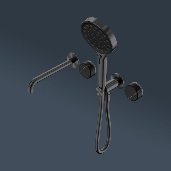 Nero Serenity Progressive Shower System With Spout With Marquina Black Handle And Serenity Hand Shower Gunmetal