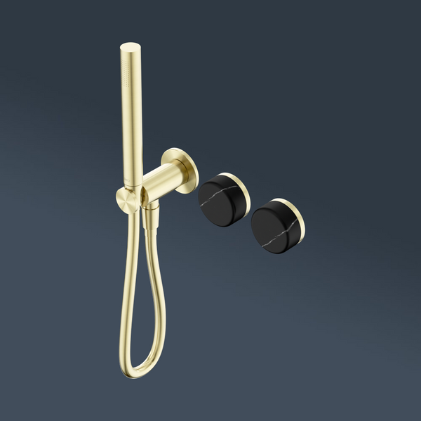 Nero Serenity Progressive Shower System With Marquina Black Handle And Slim Shower Brushed Gold