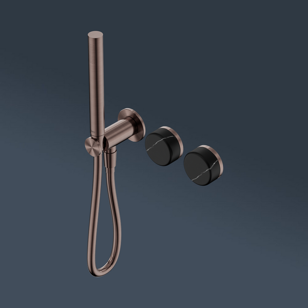 Nero Serenity Progressive Shower System With Marquina Black Handle And Slim Shower Brushed Bronze