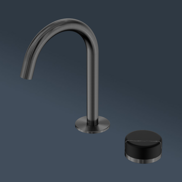 Nero Serenity Progressive Basin Mixer Arc Spout With Marquina Black Handle Gunmetal