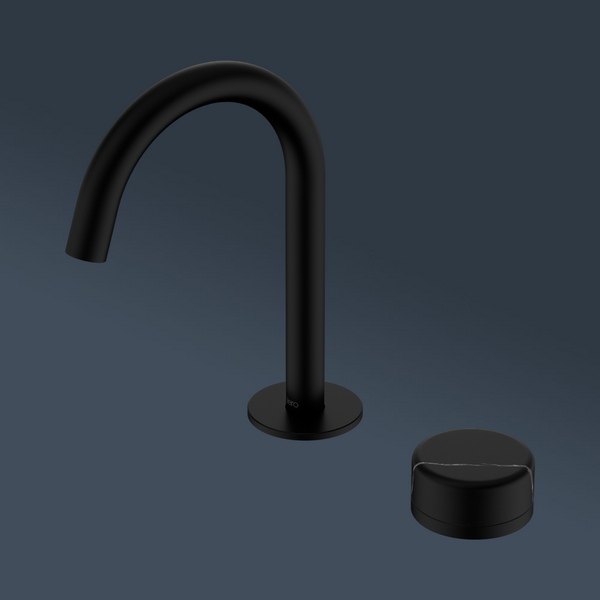 Nero Serenity Progressive Basin Mixer Arc Spout With Marquina Black Handle Matte Black