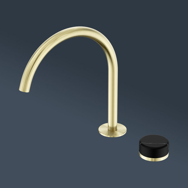Nero Serenity Progressive Bath/Kitchen Mixer Arc Spout With Marquina Black Handle Brushed Gold