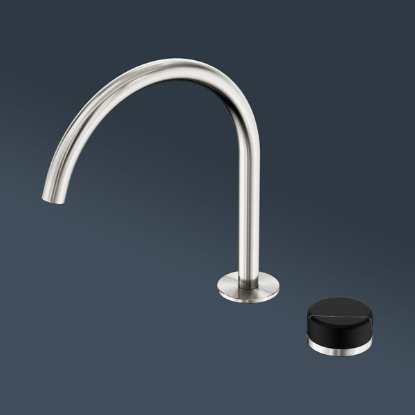 Nero Serenity Progressive Bath/Kitchen Mixer Arc Spout With Marquina Black Handle Brushed Nickel