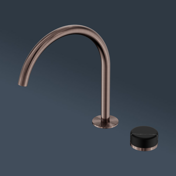 Nero Serenity Progressive Bath/Kitchen Mixer Arc Spout With Marquina Black Handle Brushed Bronze