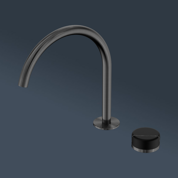 Nero Serenity Progressive Bath/Kitchen Mixer Arc Spout With Marquina Black Handle Gunmetal