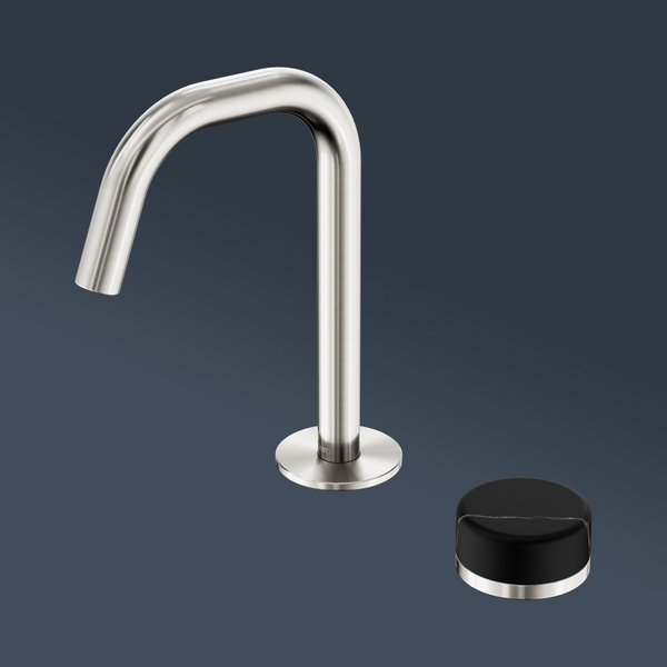 Nero Serenity Progressive Basin Mixer Edge Spout With Marquina Black Handle Brushed Nickel