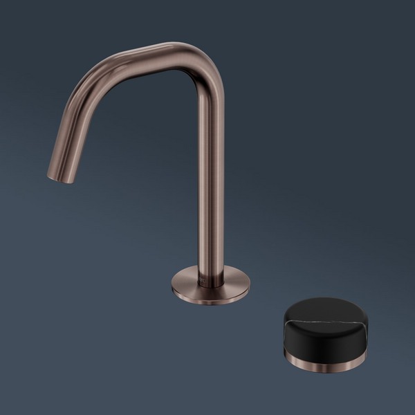 Nero Serenity Progressive Basin Mixer Edge Spout With Marquina Black Handle Brushed Bronze
