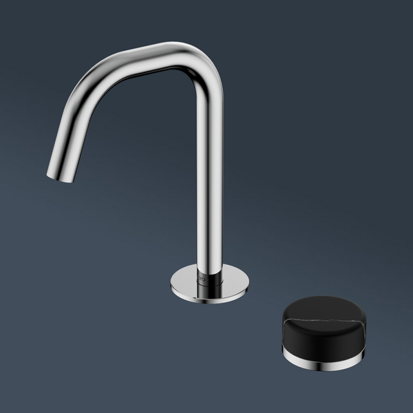 Nero Serenity Progressive Basin Mixer Edge Spout With Marquina Black Handle Chrome
