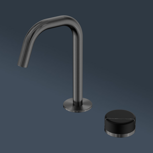 Nero Serenity Progressive Basin Mixer Edge Spout With Marquina Black Handle Gunmetal
