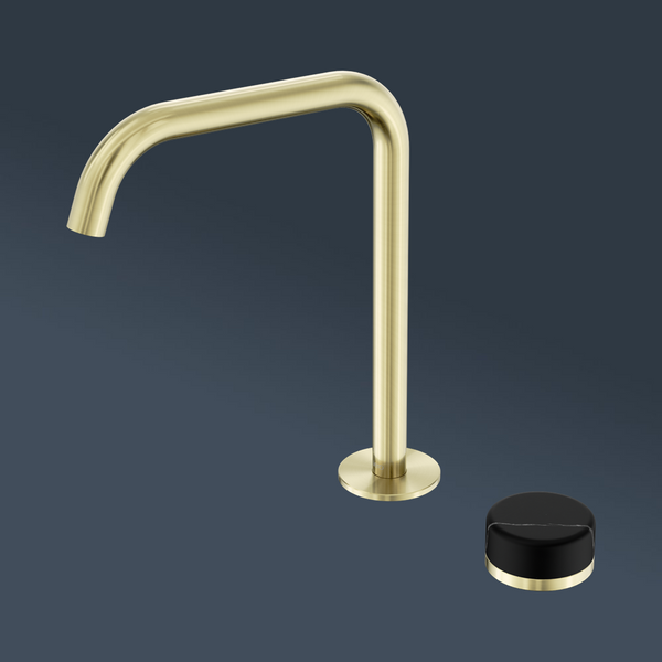 Nero Serenity Progressive Bath/Kitchen Mixer Edge Spout With Marquina Black Handle Brushed Gold