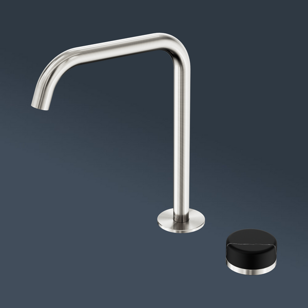 Nero Serenity Progressive Bath/Kitchen Mixer Edge Spout With Marquina Black Handle Brushed Nickel