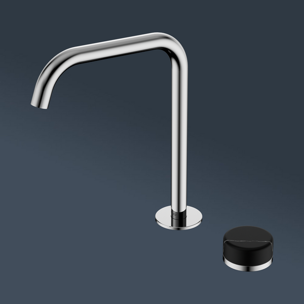 Nero Serenity Progressive Bath/Kitchen Mixer Edge Spout With Marquina Black Handle Chrome