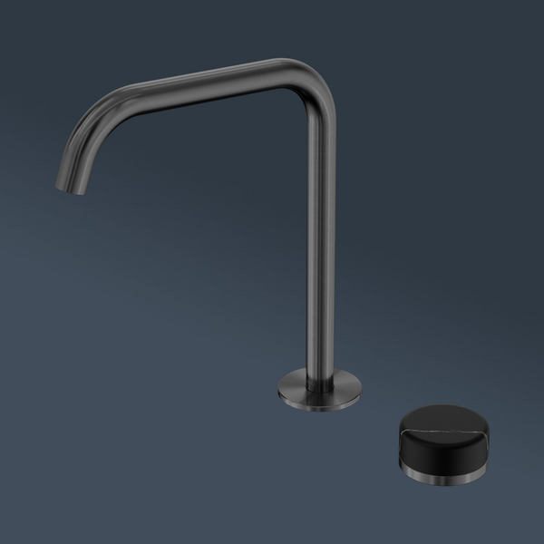 Nero Serenity Progressive Bath/Kitchen Mixer Edge Spout With Marquina Black Handle Gunmetal