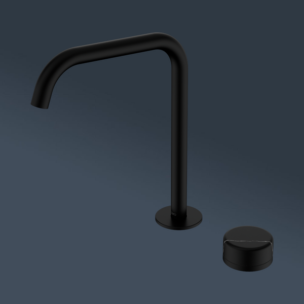 Nero Serenity Progressive Bath/Kitchen Mixer Edge Spout With Marquina Black Handle Matte Black