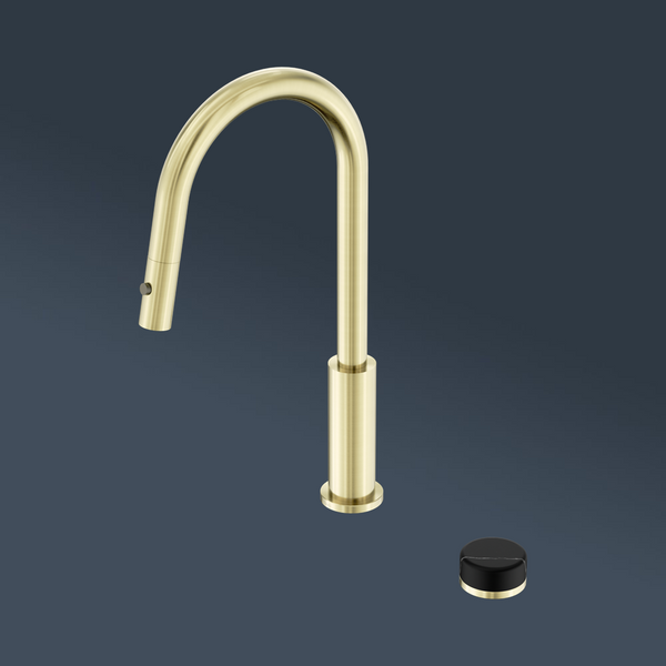 Nero Serenity Progressive Pull Out Kitchen Set With Marquina Black Handle Brushed Gold