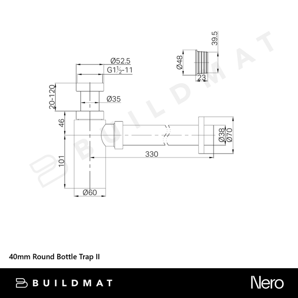 Nero 40mm Round Bottle Trap II Brushed Gold