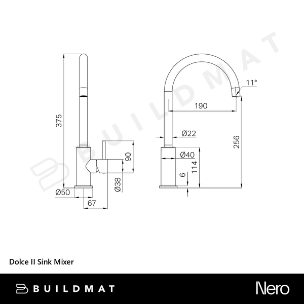 Nero Dolce II Sink Mixer Gunmetal