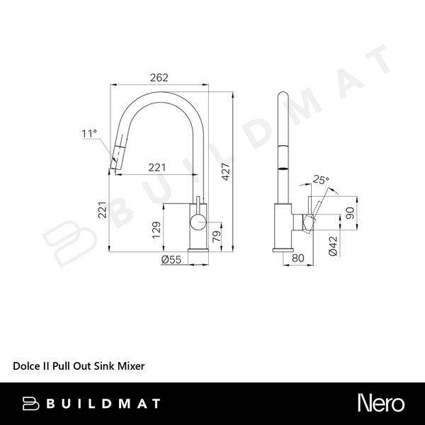Nero Dolce II Pull Out Sink Mixer Brushed Gold