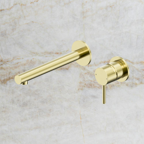 Nero Dolce II Wall Basin/Bath Mixer with Separate Backplate Brushed Gold