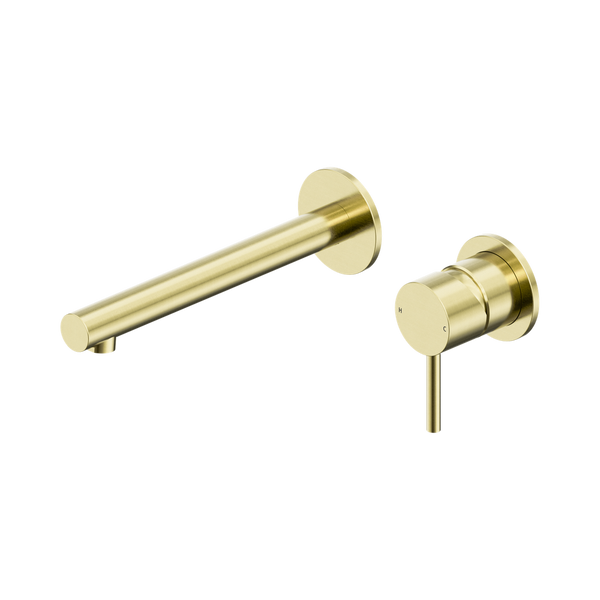 Nero Dolce II Wall Basin/Bath Mixer with Separate Backplate Brushed Gold