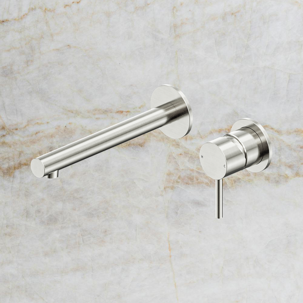 Nero Dolce II Wall Basin/Bath Mixer with Separate Backplate Brushed Nickel