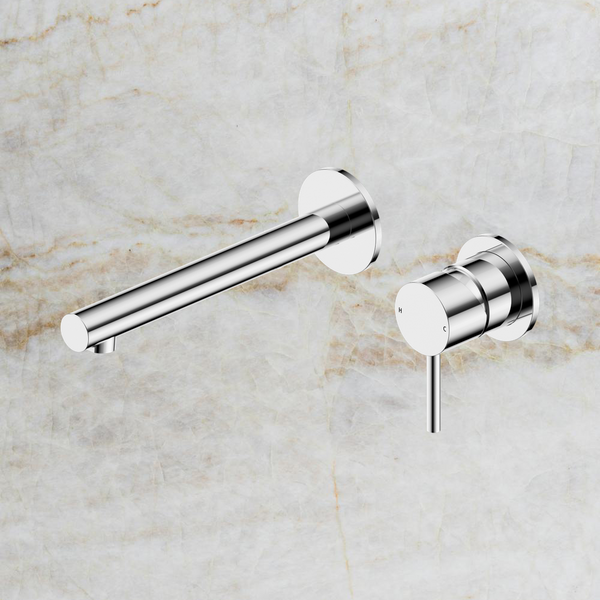 Nero Dolce II Wall Basin/Bath Mixer with Separate Backplate Chrome