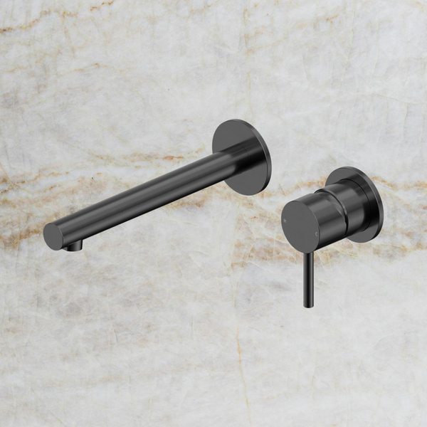 Nero Dolce II Wall Basin/Bath Mixer with Separate Backplate Gunmetal
