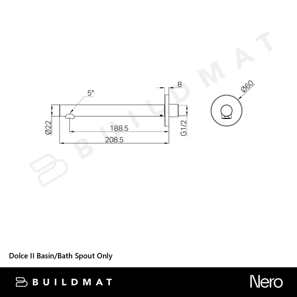 Nero Dolce II Basin/Bath Spout Only Matte Black