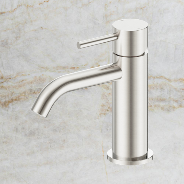 Nero Dolce II Basin Mixer Curved Spout Brushed Nickel