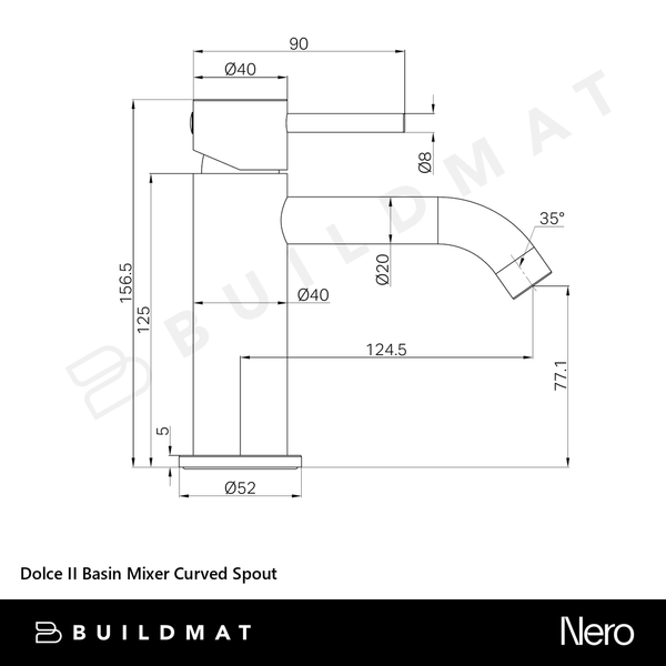 Nero Dolce II Basin Mixer Curved Spout Matte Black