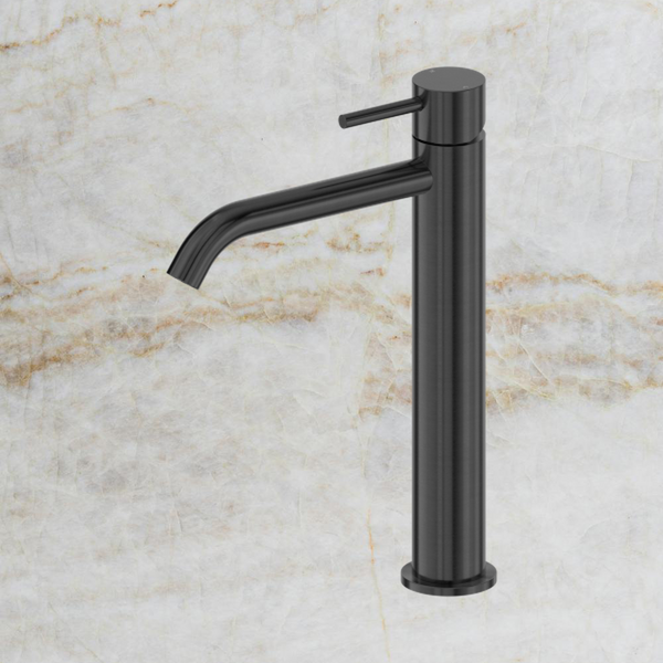 Nero Dolce II Tall Basin Mixer Curved Spout Gunmetal