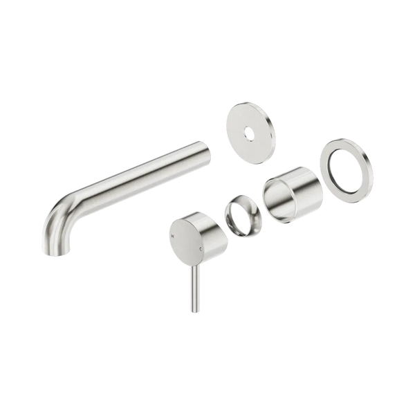 Nero Dolce II Wall Basin/Bath Mixer Separate Back Plate Curved Spout (Trim Kit Only) Brushed Nickel
