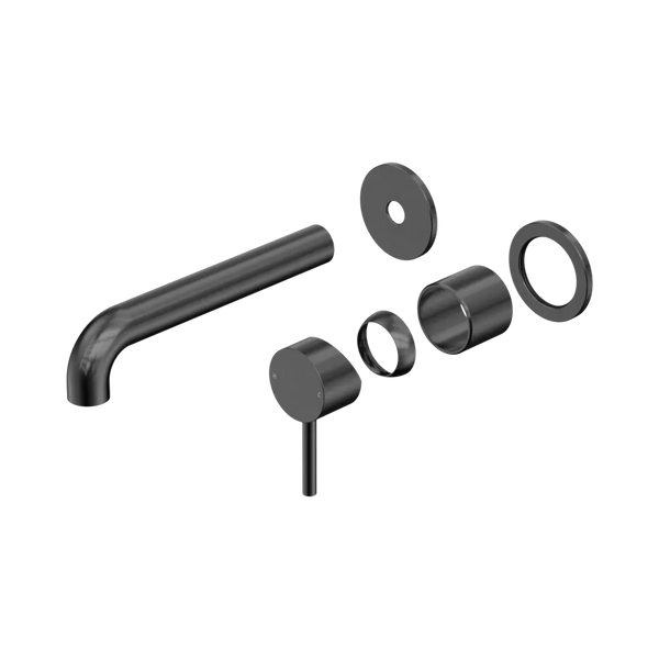 Nero Dolce II Wall Basin/Bath Mixer Separate Back Plate Curved Spout (Trim Kit Only) Gunmetal