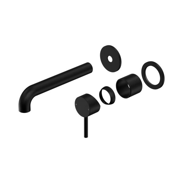 Nero Dolce II Wall Basin/Bath Mixer Separate Back Plate Curved Spout (Trim Kit Only) Matte Black