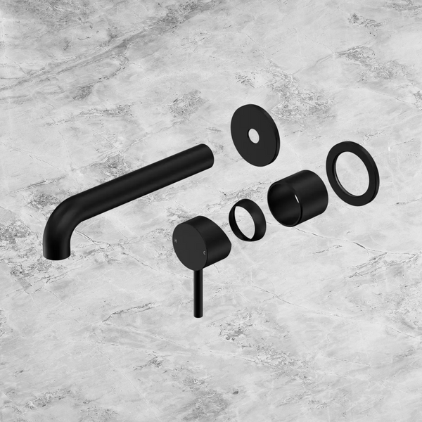 Nero Dolce II Wall Basin/Bath Mixer Separate Back Plate Curved Spout (Trim Kit Only) Matte Black