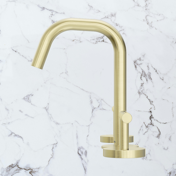 Nero Mecca Lever Basin Set Edge Spout Brushed Gold