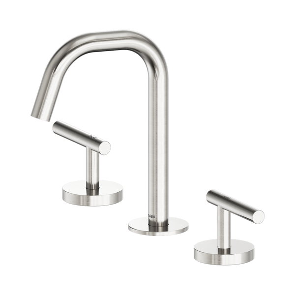 Nero Mecca Lever Basin Set Edge Spout Brushed Nickel