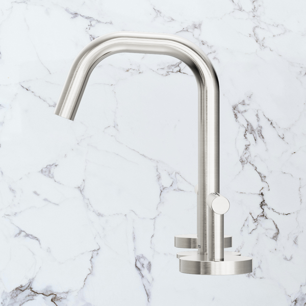 Nero Mecca Lever Basin Set Edge Spout Brushed Nickel