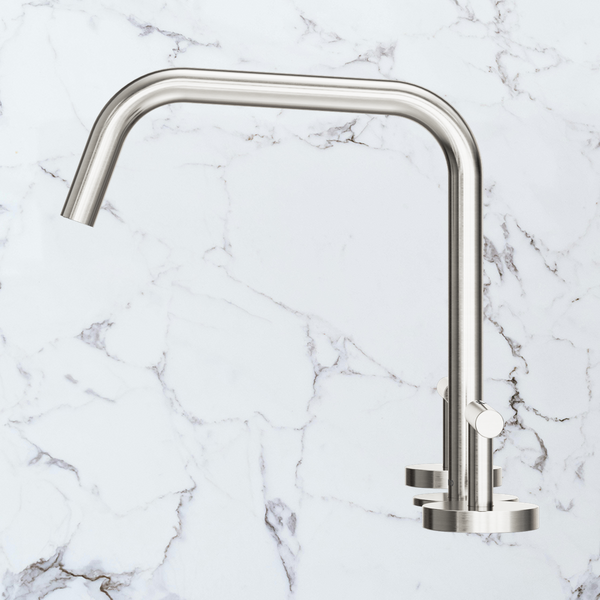 Nero Mecca Lever Bath/Kitchen Set Edge Spout II Brushed Nickel