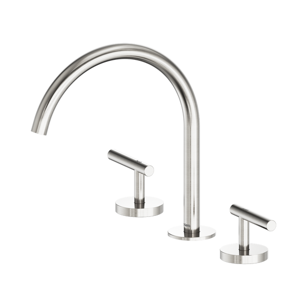 Nero Mecca Lever Bath/Kitchen Set Arc Spout Brushed Nickel