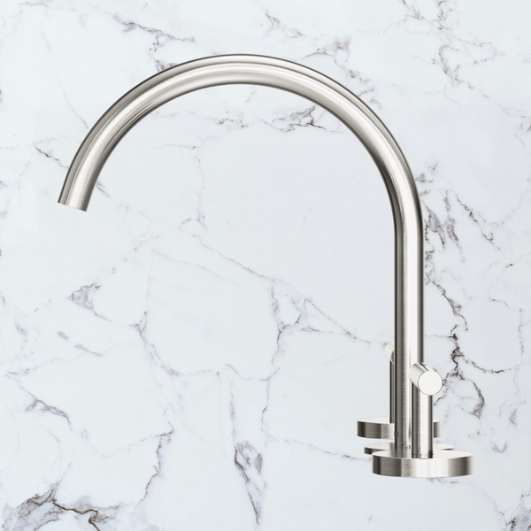Nero Mecca Lever Bath/Kitchen Set Arc Spout Brushed Nickel