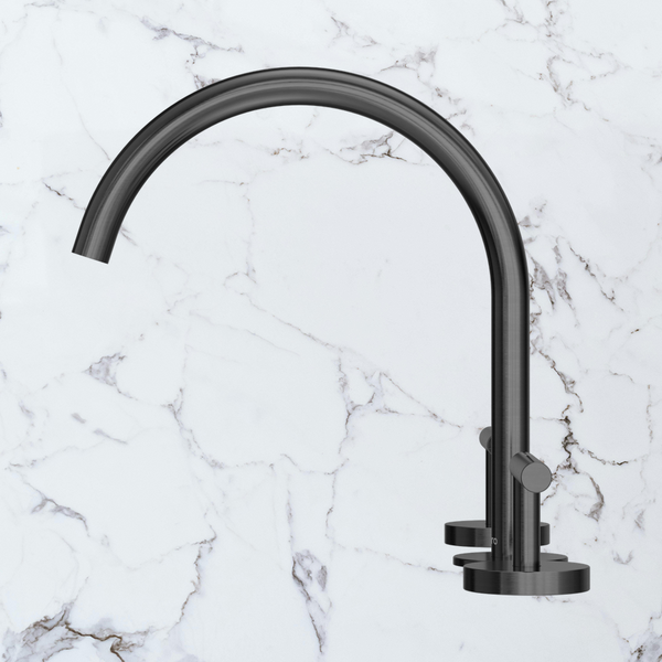 Nero Mecca Lever Bath/Kitchen Set Arc Spout Gunmetal