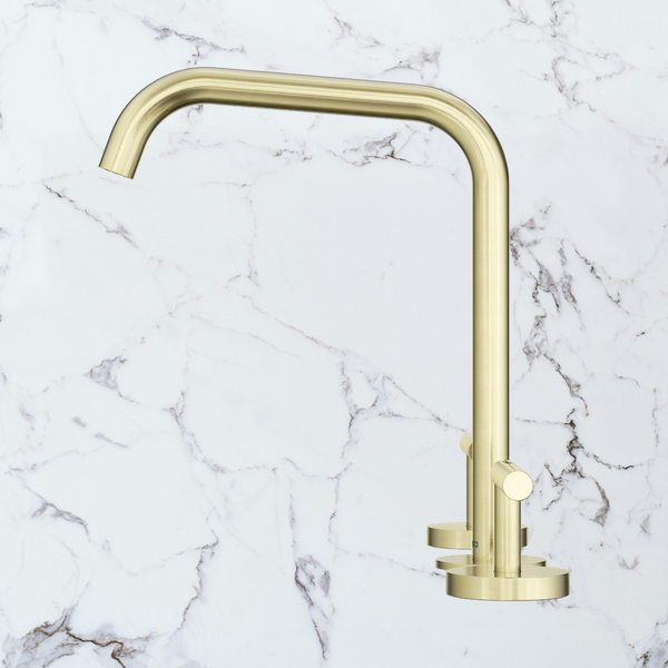 Nero Mecca Lever Bath/Kitchen Set Edge Spout Brushed Gold