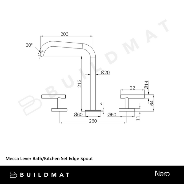 Nero Mecca Lever Bath/Kitchen Set Edge Spout Chrome