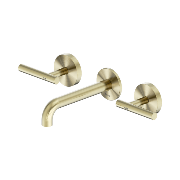 Nero Mecca Lever Wall Basin/Bath Set 160mm Spout (Complete Kit) Brushed Gold