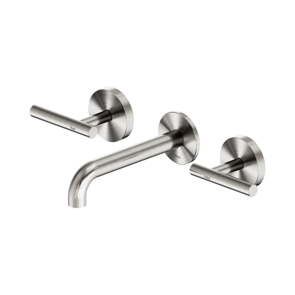 Nero Mecca Lever Wall Basin/Bath Set 160mm Spout (Complete Kit) Brushed Nickel