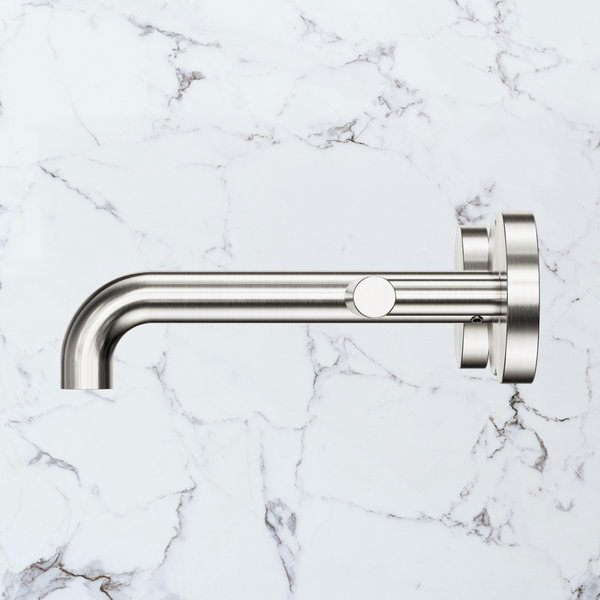 Nero Mecca Lever Wall Basin/Bath Set 160mm Spout (Complete Kit) Brushed Nickel