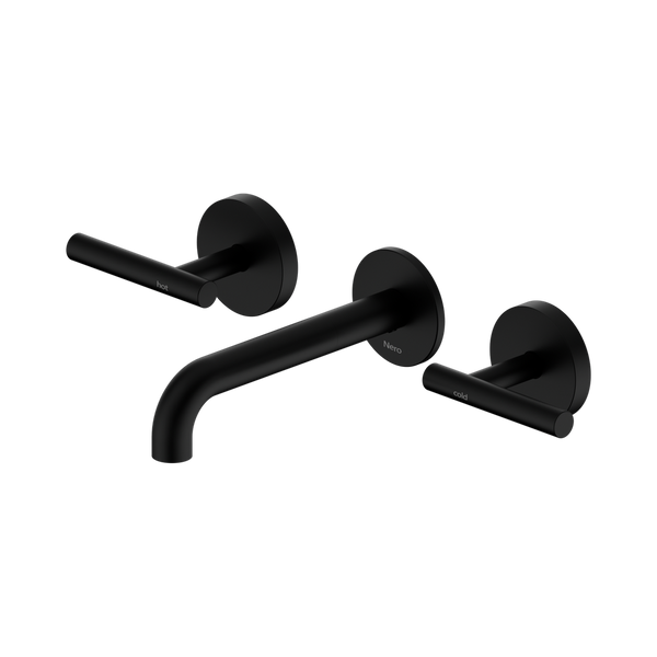 Nero Mecca Lever Wall Basin/Bath Set 160mm Spout (Complete Kit) Matte Black