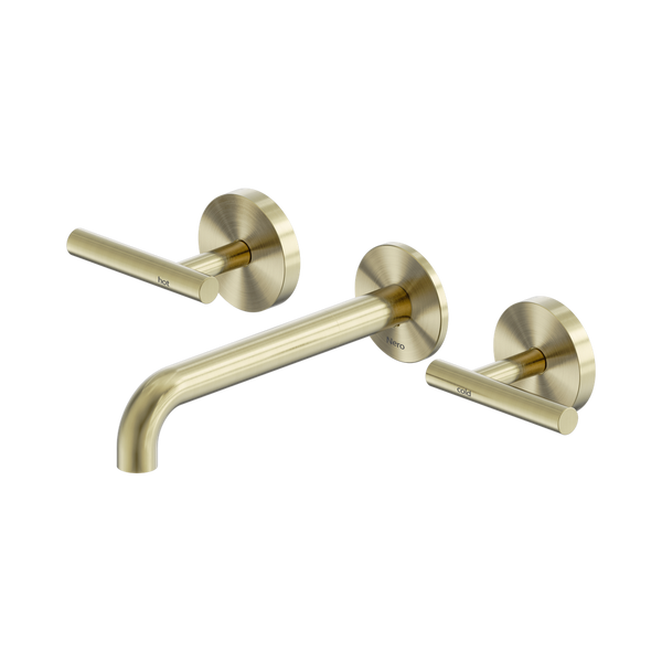 Nero Mecca Lever Wall Basin/Bath Set 185mm Spout (Complete Kit) Brushed Gold